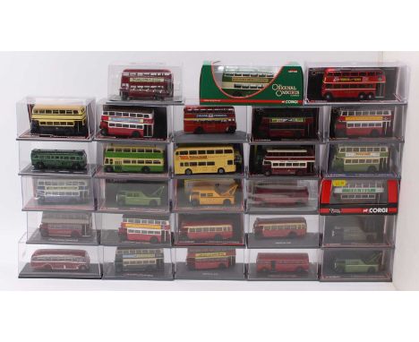 28 Corgi Original Omnibus Company 1/76th scale bus and coach models, with examples including a Leyland PD3 in Southdown liver