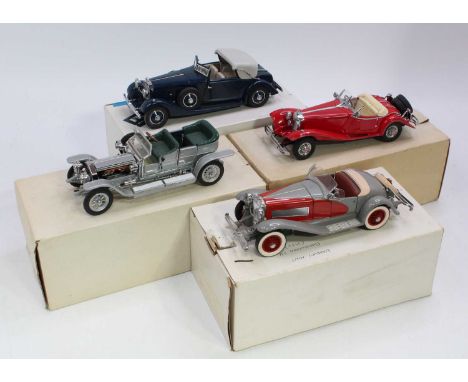 A collection of four various boxed Danbury and Franklin Mint 1/24 scale diecasts to include a 1934 Hispano Suiza J12, a 1935 