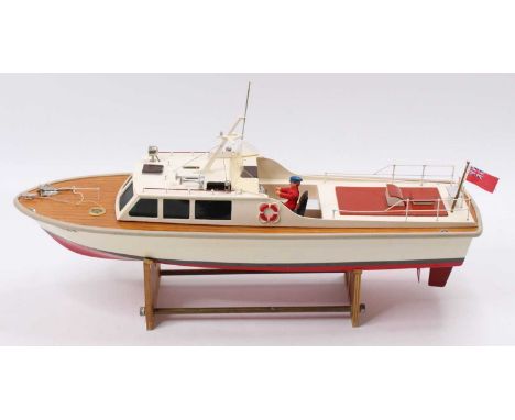 Billings Boat 1/30th scale kit built model of a Kadet, wooden and vacuum formed hull with removable super structure to reveal