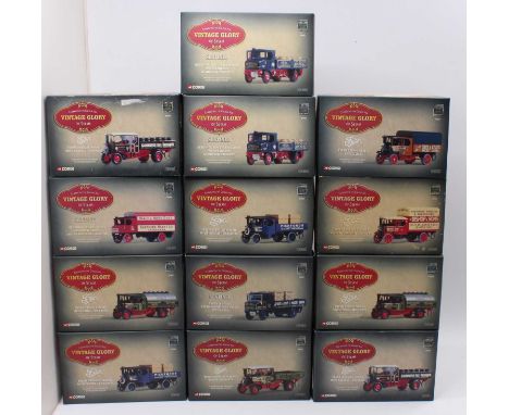 Corgi Toys Vintage Glory of Steam boxed model group of 13, with examples including No. 80205 Foden Dropside Wagon in 'Pickfor