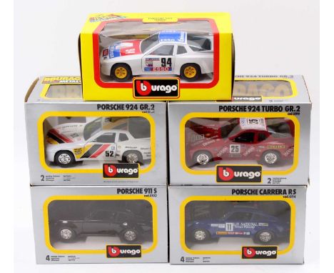 Burago 1.24 scale, Diecast with Steerable Wheels. 0114 Porsche Carrera RS ‘Lit Nats’ #11 in Blue, 0102 Porsche 911S ‘Factory 