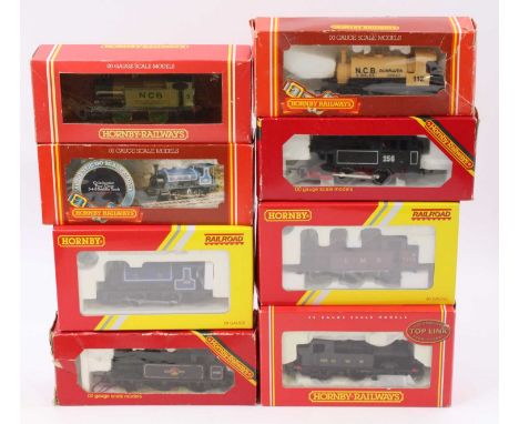 Eight Hornby steam outline locos: R2674 LMS 0-6-0 3F 7413 (M) (BM); R2672 Caledonian 0-4-0 No.272 (M)(BM); R2026 GWR 0-4-2 14