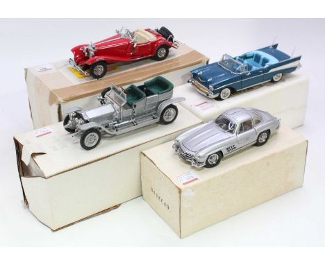 A collection of four various boxed 1/24 scale Danbury Mint and Franklin Mint diecast vehicles to include a 1957 Chevrolet Bel