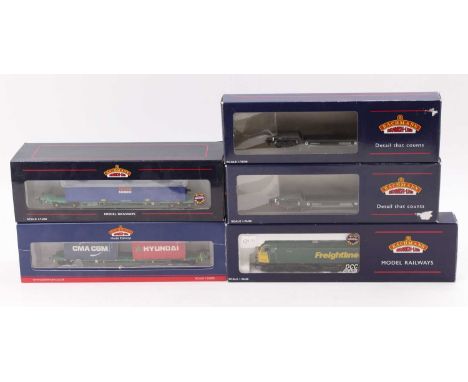 One box containing a quantity of Bachmann diesel locomotives, and goods stock to include a Bachmann DCC ready Freightliner Ch