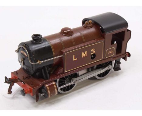 1937-9 Hornby 0-4-0 No.1 Special tank loco clockwork, LMS No.70, shadowed sans serif letters &amp; numbers. Wheels appear sou