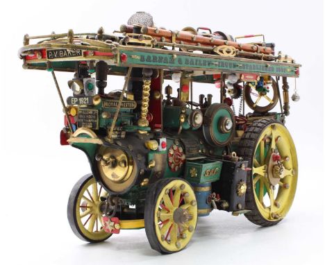 An approx 1" scale scratch built model of an Allchin Royal Chester showman's engine, with Barnum &amp; Bailey Circus establis