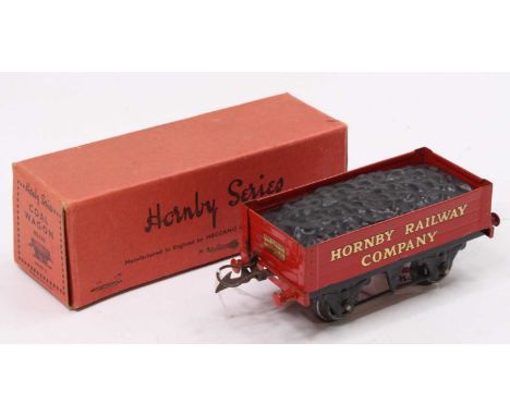 1936-40 Coal wagon ‘Hornby Railway Company’, red body gold transfer (NM-M) (BE)