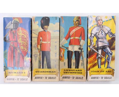 A collection of four various boxed Airfix 1/12 scale plastic historical figure kits to include Joan of Arc, Guardsmen, Richar