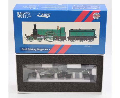 Rapido Trains Inc NRM GNR Stirling Single No.1 loco &amp; tender, item no.449366, DCC ready GNR green (M) (BM)
