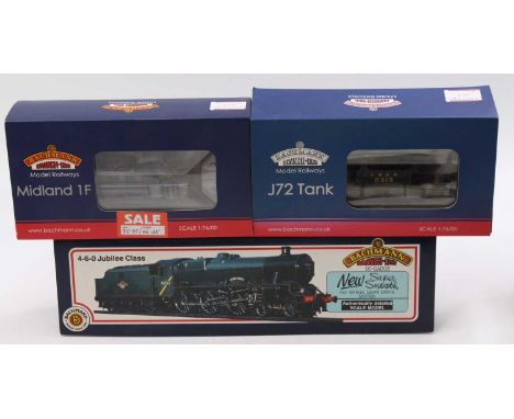Three Bachmann Branch-Line locos: 31-155 Jubilee class 4-6-0 LMS 5699 ‘Galatea’ crimson lake (E) (BE); 31-060 LNER J72 tank l