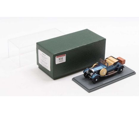 Neo Scale Models, NEO 44243 1/43rd scale model of a Rolls Royce Silver Ghost Doctor Coupe, metallic blue and silver with crea