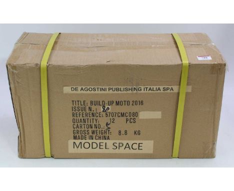 A De Agostini 1/4 scale trade box of Valentino Rossi 2016 motorbike kit spare parts, factory sealed containing issue No. 80