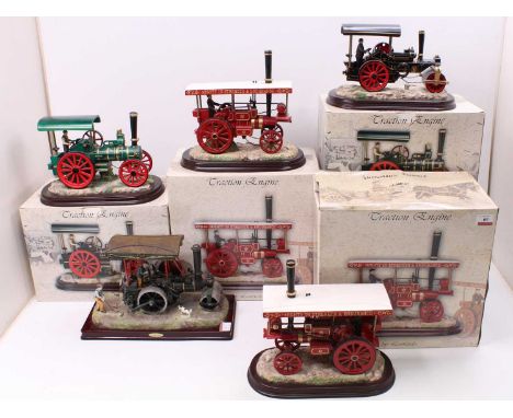 A collection of five various Leonardo Collection resin static display models of various traction engines including Mighty &am