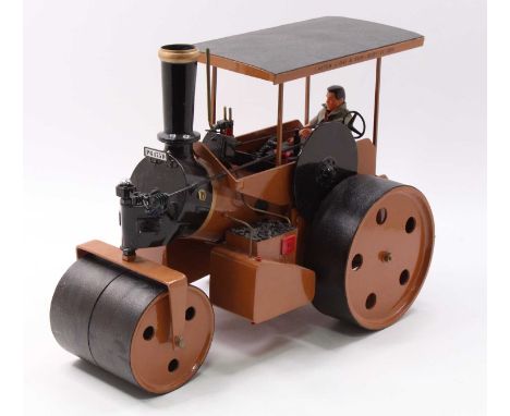 A scratch-built static display model of Peter Day &amp; Sons of Bury St Edmunds, live steam road roller, finished in brown an