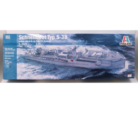 Italeri No.5620 1/35th scale plastic kit for a Schnellboot Typ S-38 boat, housed in the original card box, as issued,