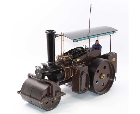 A scratch built battery operated model of an Advance No. 10 live steam road roller, battery operated example with removable f