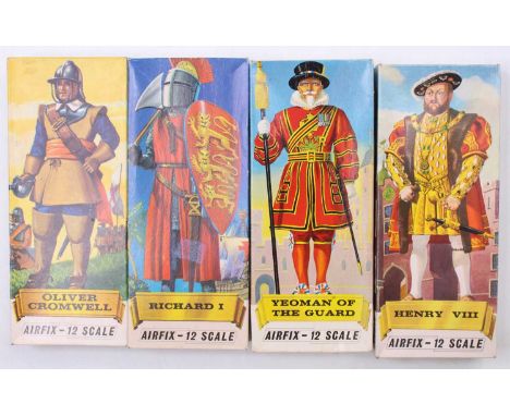A collection of four various Airfix 1/12 scale historical figure kits to include Richard I, Oliver Cromwell, Henry VIII, and 