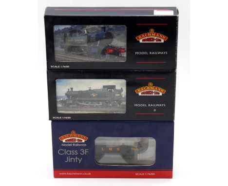 Three Bachmann Branch-Line tank locos: 32-227A class 3F 0-6-0 Fowler Jinty 7309 LMS black; 32-136 4575 GWR 2-6-2 Prairie No.5