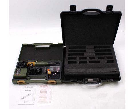 Poxon Micromot 50/E tool kit comprising power adaptor, drill, discs, wheels etc (VG-E) case (E) with medium size plastic case