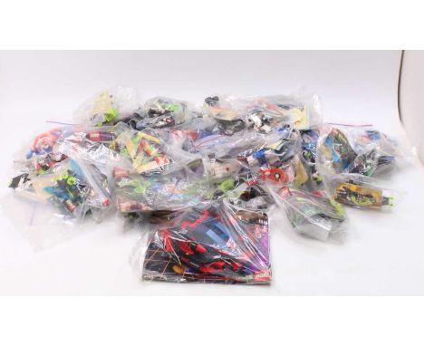 A large collection of vintage Lego Space vehicles, with examples including No. 6899 Explorians Nebula Outpost, No. 6939 Spyri