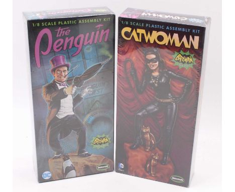 Moebius Models 1/8 scale plastic kit group to include Batman Classic TV series The Penguin and Cat Woman, both housed in the 