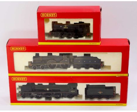 Three Hornby locos: R3023 0-6-0 saddle tank BR J94 no.68006 black; R3039 4-4-0 class 2P loco &amp; tender no.45 SDJR blue lin