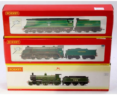 Three Hornby Southern locos &amp; tenders: R2711 4-4-0 class T9 no.729 olive green, DCC ready; Battle of Britain class 4-6-2 