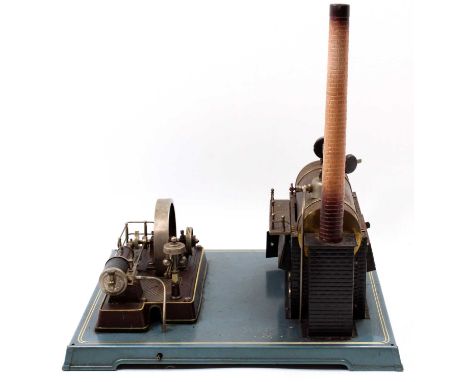 Fleischmann large-scale spirit fired stationary steam plant comprising horizontal spirit-fired boiler with sight glass, steam