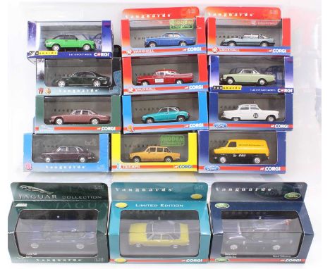 15 window boxed Corgi Vanguards 1/43 scale diecast miniatures to include a Triumph Dolomite 1500HL (Hidden Treasure), Ford Es