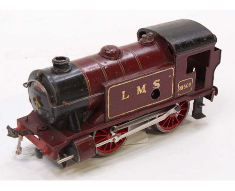1934-6 Hornby 0-4-0 No.1 Special tank loco clockwork, LMS No.15500, serif letters &amp; numbers. Very heavily marked and suit