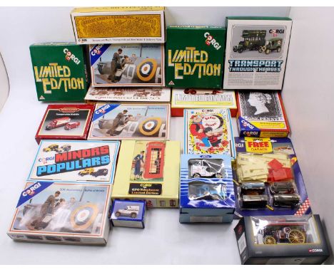 A large collection of 18 Corgi Toys modern issue diecasts, with examples including a Vintage Glory Fowler B6 Showmans Engine,