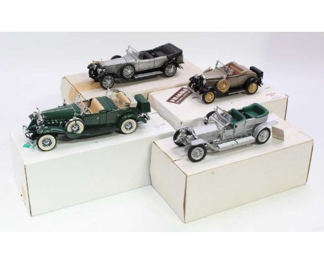 A collection of four various boxed Franklin Mint and Danbury Mint 1/24 scale diecast vehicles to include a 1931 Ford Model A 