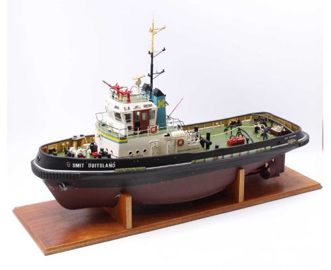 Billings Boat 1/75th scale kit built model of a Smit Rotterdam Tug Boat, well-made example and named Smit Duitsland, plastic 