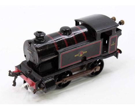 1960-5 Hornby 0-gauge type 40 tank loco 0-4-0, clockwork, black with red lining BR 82011, light corrosion to rods, slight ind
