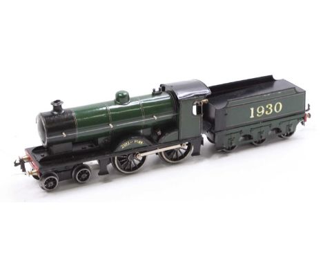 3301/0 Bassett-Lowke 0-gauge ‘Duke of York’ 4-4-0 clockwork loco &amp; tender, green with black/white lining, 1930 in gold on