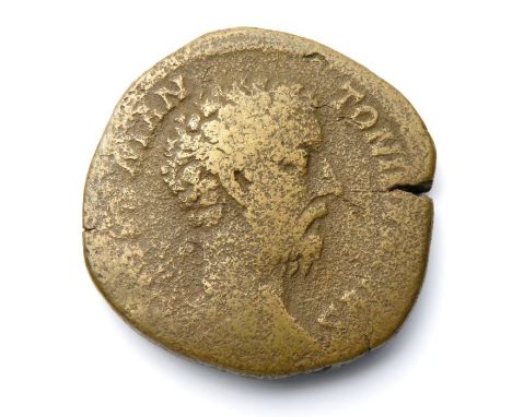 Marcus Aurelius Sestertius.  Rome, AD 180. Brass, 32mm, 23.9g. Bare head right, DIVVS M ANTONINVS PIVS. Reverse: CONSECRATIO,