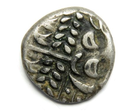 Durotriges Cranborne Chase Stater  Circa, 50-20 BC. Silver, 19mm, 3.9g. Wreath, cloak and crescents. Reverse: Disjointed hors