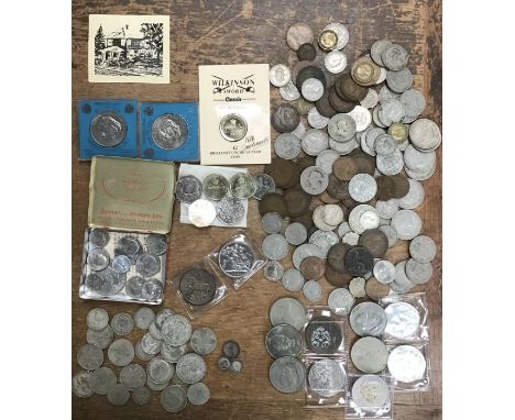 A collection of British &amp; World coins, includes per 20 &amp; pre 47 Silver, 1935 Crown, 1951 festival of Britain Crown, 3
