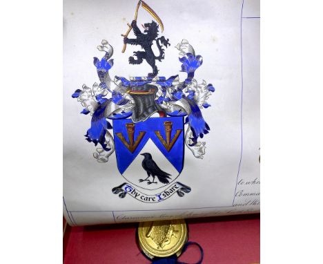 HERALDRY. Grant of Arms to George Frederick Jackson of Springfield House in Knowle, Warwickshire, illustrated manuscript on v