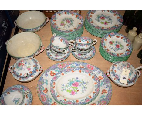 A Copeland Spode part dinner service with floral decoration.
