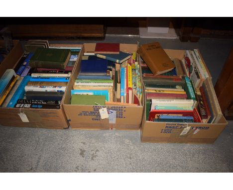 A collection of hardback books, in three boxes, to include: Homing With The Birds, by Jean Stratton Porter; Here, There & Eve
