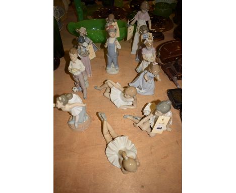 Nao and Lladro figures, to include: ballerinas; boys; and girls.