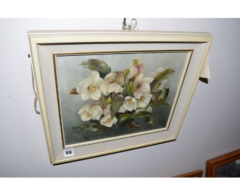 An oil painting - flower study, by K. Jones.