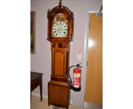 An early 19th Century oak longcase clock, by J. Harrison, Warkworth, the roman dial with subsidiary apertures surrounded by f