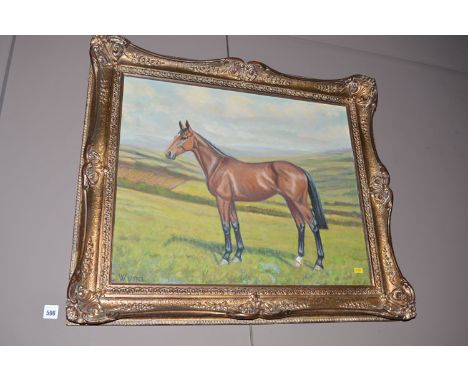 An oil painting, by C. Wynd - portrait of a bay horse, signed.