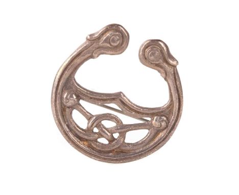 GILMOUR AND WATSON - IONA, SCOTTISH PROVINCIAL SILVER PENNANULAR BROOCH, featuring a Celtic knot, hallmarked Glasgow, date le