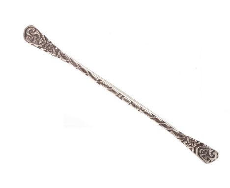 SHIPTON & CO, SCOTTISH SILVER BAR BROOCH,  of Celtic design, hallmarked Edinburgh 1981115mm longPrivate Scottish Collection