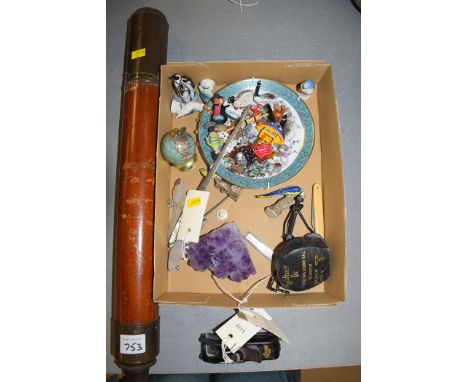 Small Stanley rebate plane; selection of miscellaneous ceramic glass and other miniature ornaments; letter opening knife; pen