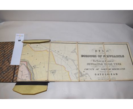 An antique hand-coloured map of the Borough of Newcastle, comprising: Town & County of Newcastle upon Tyne and part of The Co