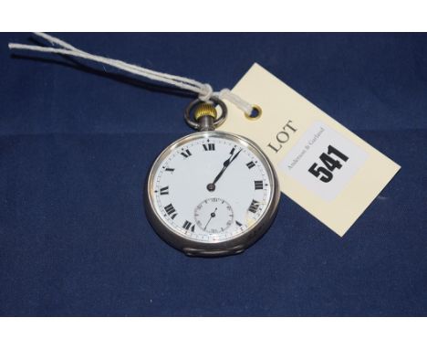A silver cased open faced pocket watch, with white enamel roman dial.